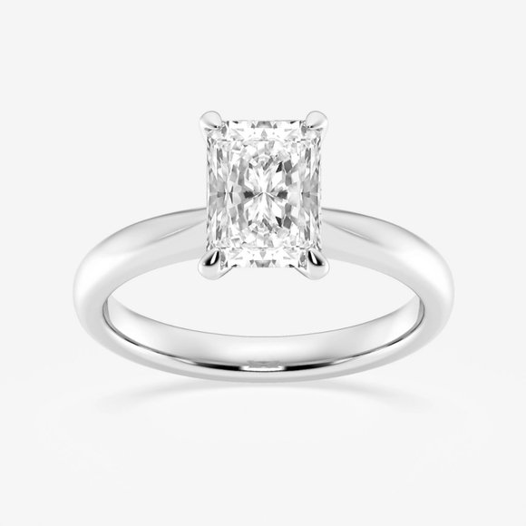 1 1/2 ctw Radiant Lab Grown Diamond Petite Solitaire Engagement Ring - Picture 1 of 6